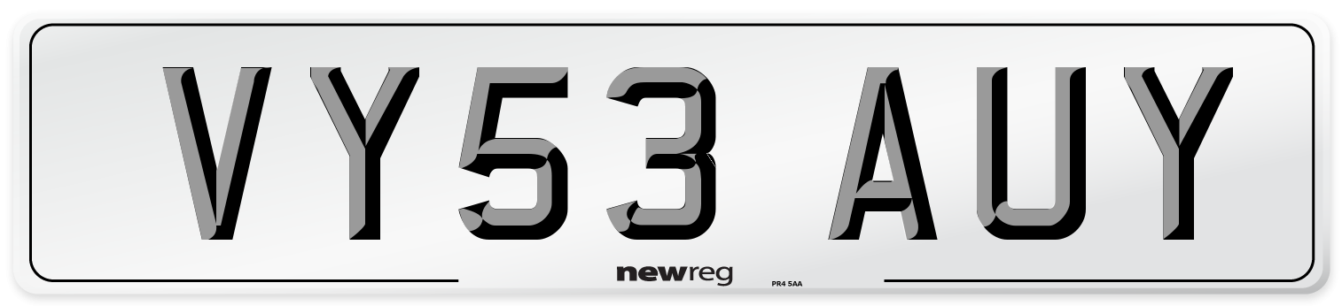 VY53 AUY Number Plate from New Reg